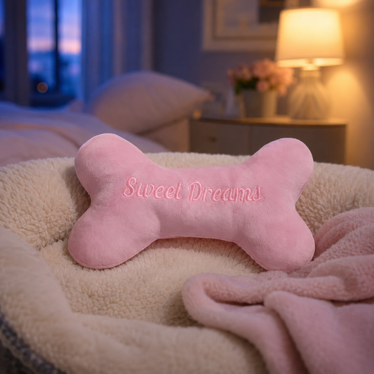 Sweet Dreams Glow In The Dark Bone Dog Toy – Baby Pink