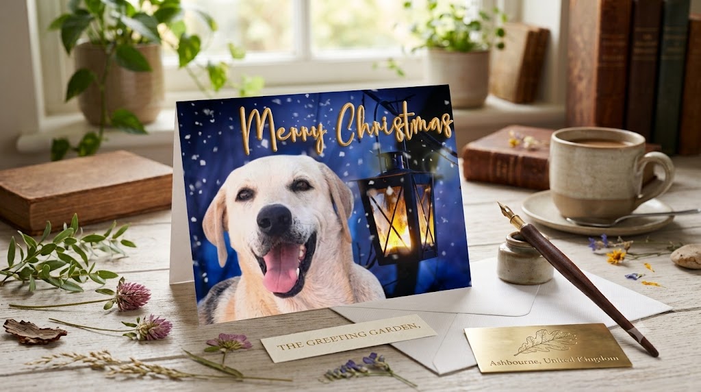 Dog Desk Barbra Streisand Deluxe Christmas Card