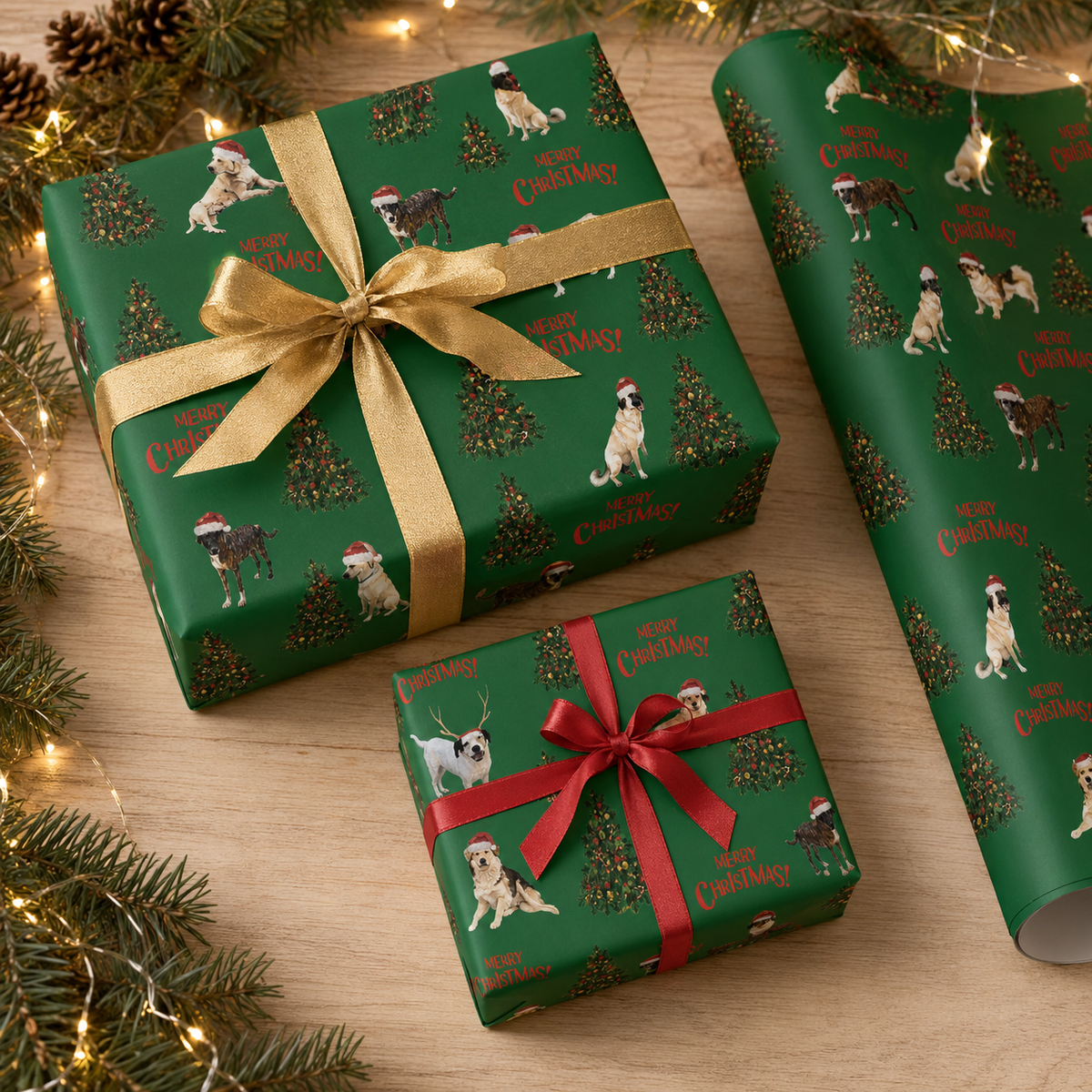 Printed Gift Wrap Wrapping Paper Dog Design