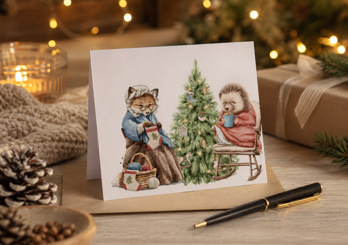 Dog Desk A Good Old Natter Deluxe Christmas Card