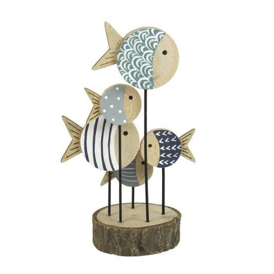 Shoal of Round Fish On Wooden Stand