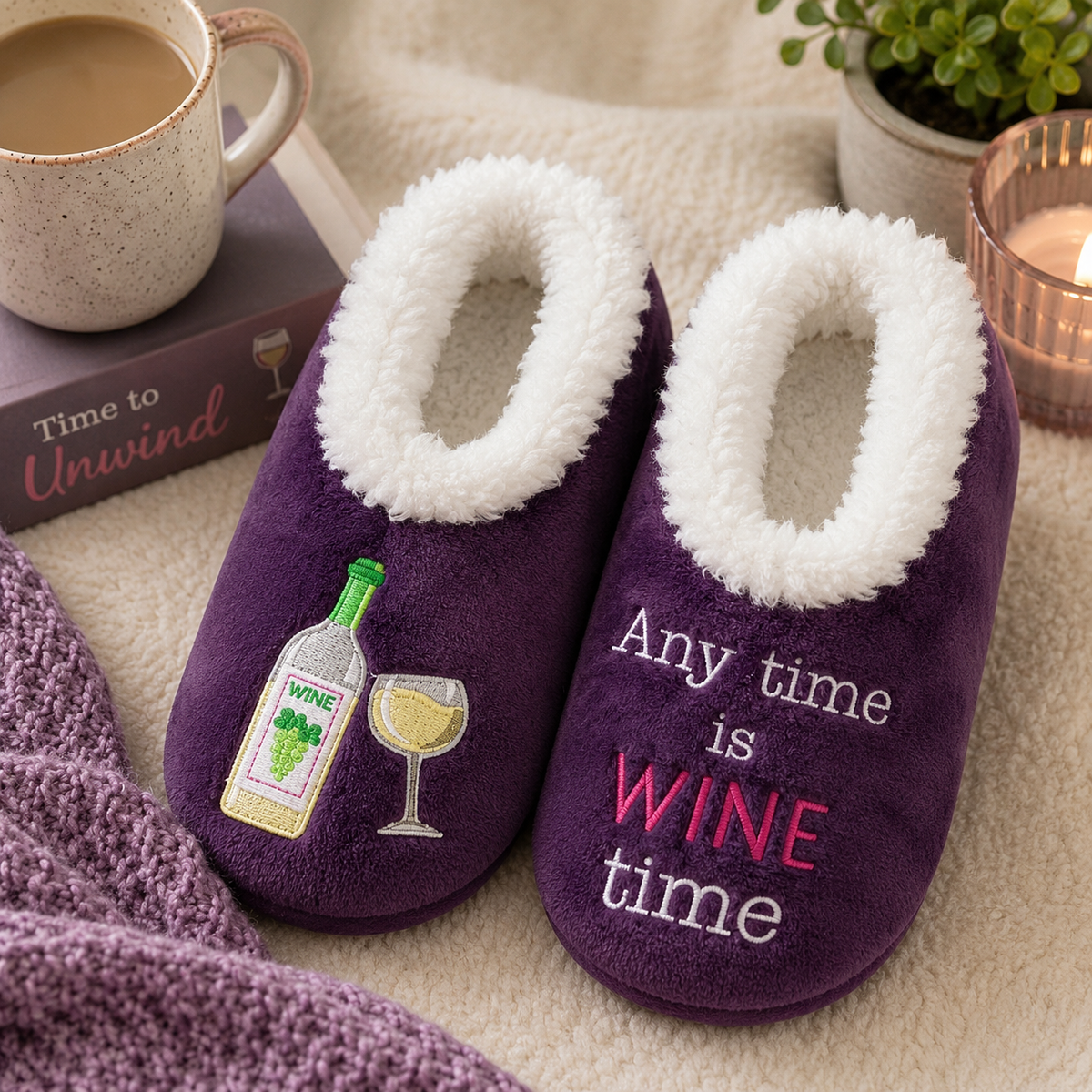 Snoozies! Pairables Wine Time Ladies Slippers