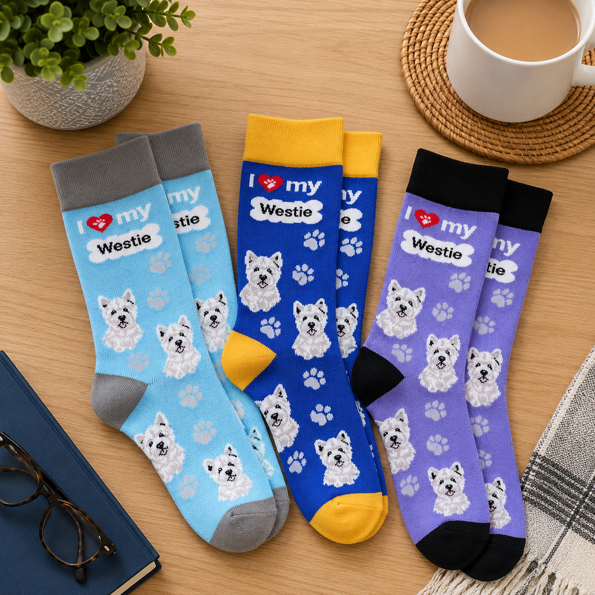 Sock Society Westie Dog Pattern Socks