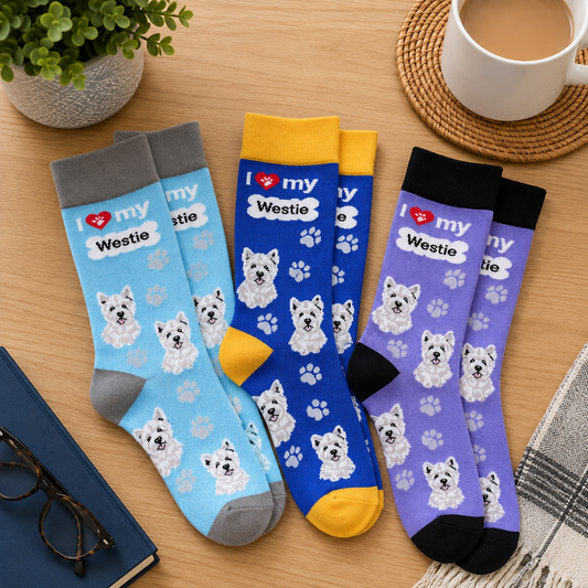 Sock Society Westie Dog Pattern Socks