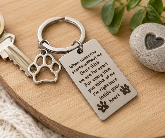 Stainless Steel Pet Dog Cat Memorial Keyring