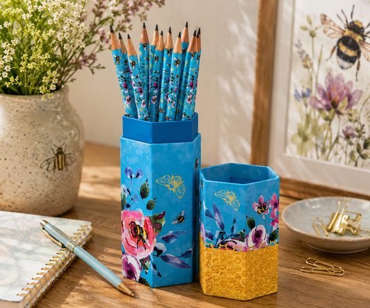 Pencil Set – Queen Bee Floral Bee Pencils in Gift Box