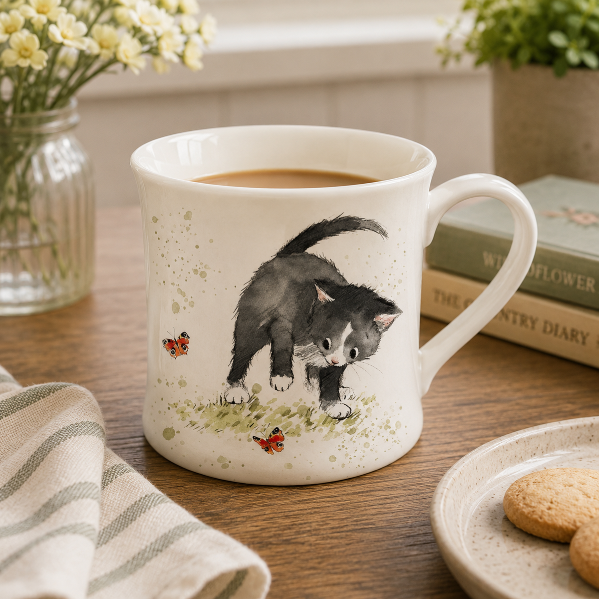 Paper Shed Black & White Cat Mug