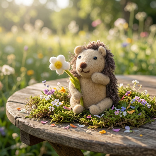 Handmade Felt Hedgehog With Flower Decoration