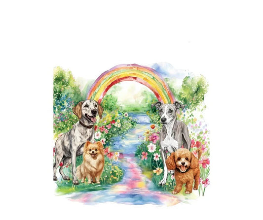 Dog Desk Pet Bereavement Rainbow Dogs Deluxe Greeting Card