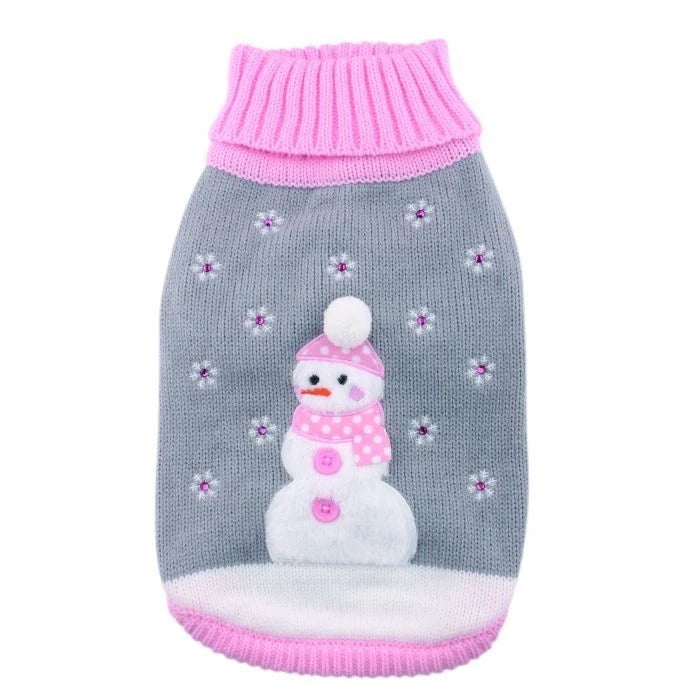 Pet London Crystal Snowflake Snowman Jumper