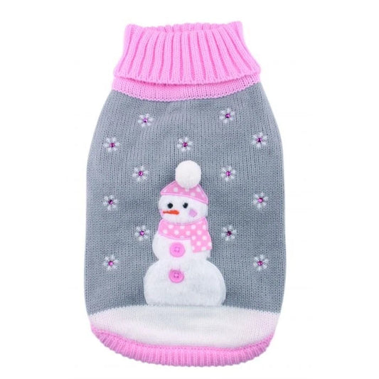 Pet London Crystal Snowflake Snowman Jumper