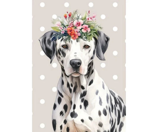 Dog Desk Floral Dogs Dalmatian Deluxe Greeting Card