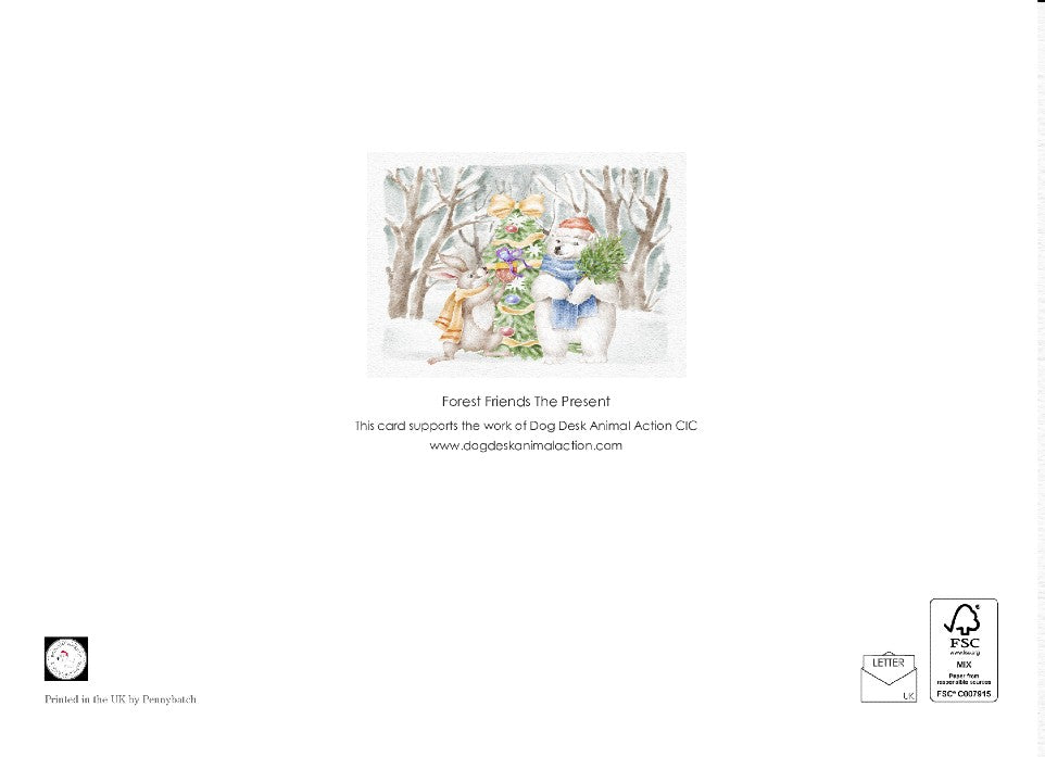Dog Desk Forest Friends The Present Deluxe Christmas Card