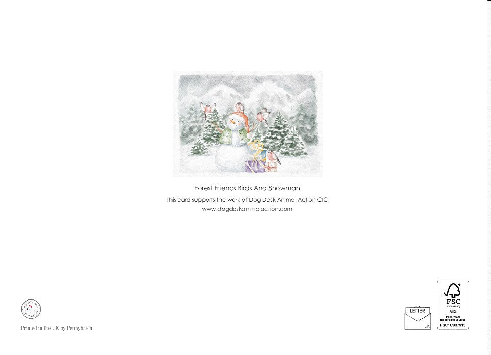 Dog Desk Forest Friends Birds And Snowman Deluxe Christmas Card