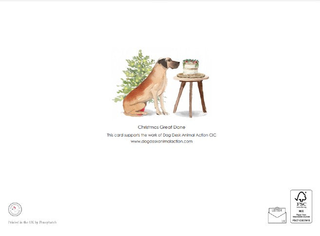 Dog Desk Great Dane Deluxe Christmas Card