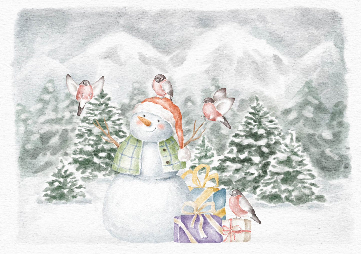 Dog Desk Forest Friends Birds And Snowman Deluxe Christmas Card