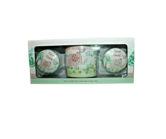 Bird & Ellie Money Box First Tooth & First Curl Baby Present Christening Gift