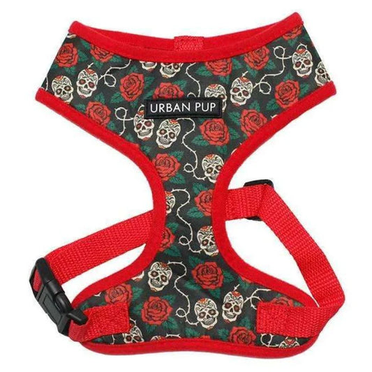 Skull & Roses Dog Harness XXS